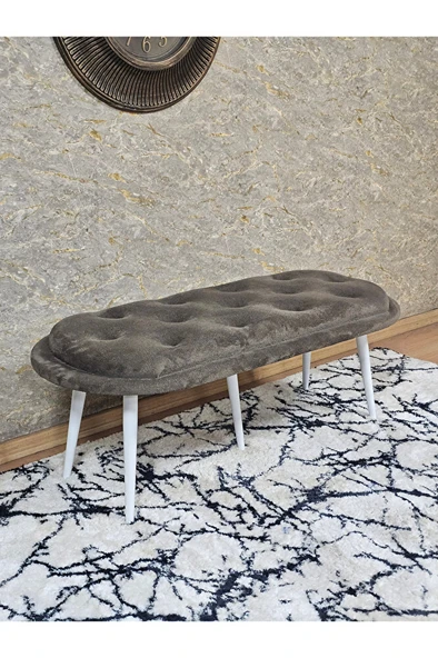 Ufo Oturak Bench - Beyaz Boyalı Sivriltme Ayak - Oturak - Bench - Puf - Yatak Ucu Pufu Kahverengi Renk 100 x 50 Boyut/Ebat ürün görseli 1