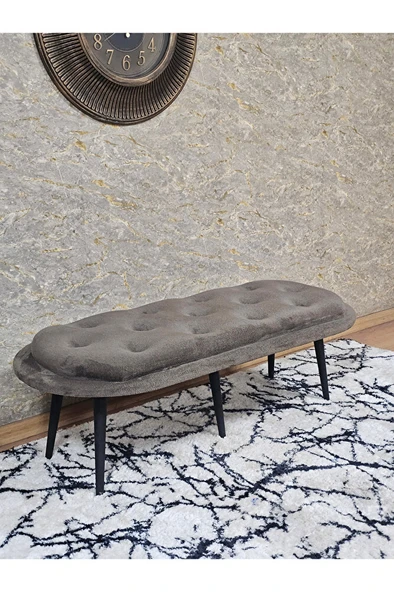 Ufo Oturak Bench - Siyah Boyalı Sivriltme Ayak - Oturak - Bench - Puf - Yatak Ucu Pufu Kahverengi Renk 100 x 50 Boyut/Ebat ürün görseli 1