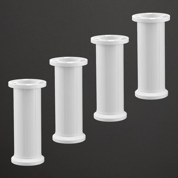 Ayarlanabilir 4 Adet 15 Cm Beyaz Plastik Ayak Dolap Mobilya Tezgah Yükseltici Yükseltme Ayağı ürün görseli 1