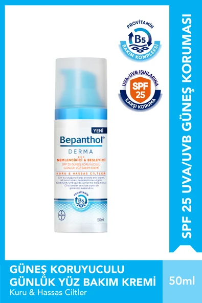 Bepanthol Derma Nemlendirici Ve Besleyici Spf 25 Günlük Yüz Bakım Kremi 50 ml - Günlük Yoğun Nemlendirici ürün görseli 1