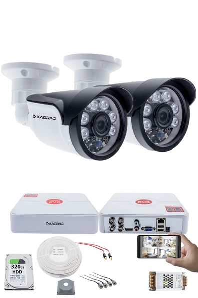 2 Kameralı Set - 5MP Sony SecuLensli, 1080P Full HD AHD, 6 Atom LED, Gece Görüşlü, IP66 Plastik Kasa ürün görseli 1