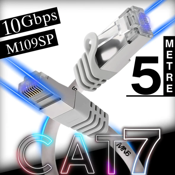 MN6 M109SP Cat7 Kablo 5 Metre/10 Gbps'e kadar-Örgülü ve folyo ekranlama/5 Metre Cat7 Ethernet Kablosu ürün görseli 1