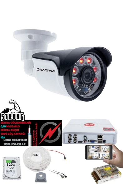 1 Kameralı Set - 5MP Sony SecuLensli 1080p Full HD AHD, 6 Atom LED, Gece Görüşlü, IP66 Plastik Kasa ürün görseli 1