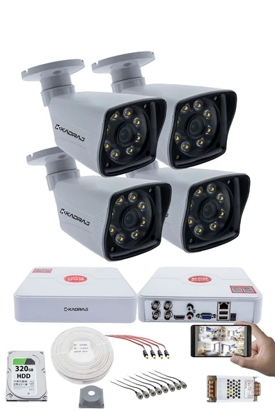 4 Kameralı Set 5MP Sony SecuLensli 1080p Full HD AHD Güvenlik Kamerası Seti - Gece Görüşlü, 8 Ultra Warm Led, Colorvu Teknolojisi, Plastik Kasa ürün görseli 1