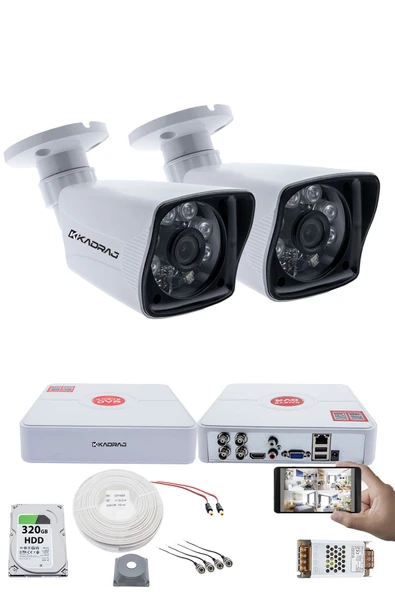 2 Kameralı Set 5MP AHD Sony SecuLensli 1080P Full HD 6 Atom LED Güvenlik Kamerası - Gece Görüş, Plastik Kasa ürün görseli 1