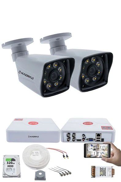 2 Kameralı Set 5MP Sony SecuLensli 1080p Full HD 8 Ultra Warm Led AHD Güvenlik Kamerası - Gece Renkli, Colorvu Teknolojisi, Plastik Kasa ürün görseli 1