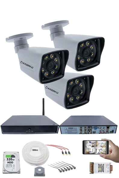 3 Kameralı Güvenlik Seti - 5MP Sony SecuLens, 1080p Full HD AHD, 8 Ultra Warm LED, Gece Renkli Görüş, 5MP DVR + WiFi Adaptörü, V1 ürün görseli 1