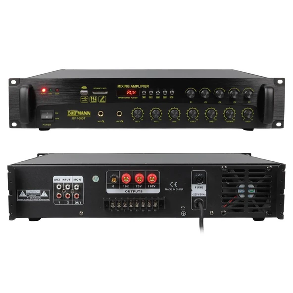 Bofmann BF-1005T 1000 Watt Usb Sd Bluetooth Hat Trafolu 5 Bölgeli Amfi Mixer Anfi ürün görseli 1