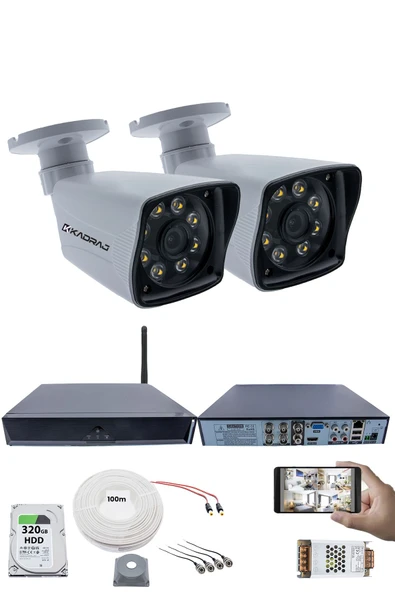 2 Kameralı Güvenlik Seti - 5MP Sony SecuLens, 1080P Full HD AHD, 8 Ultra Warm LED, Gece Görüşlü, 5MP DVR + WiFi Adaptörü, V1 ürün görseli 1