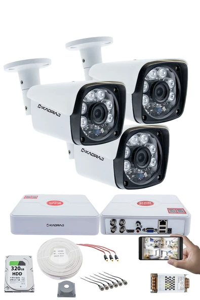 3 Kameralı Set - 5MP Sony SecuLens 1080P Full HD AHD Gece Görüşlü 6 Atom LED Güvenlik Kamerası Metal Kasa ürün görseli 1