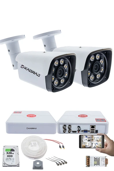 2 Kameralı Set - 5MP Sony SecuLensli 1080p Full HD AHD, Gece Renkli, 8 Ultra Warm LED, Colorvu Teknolojisi, Metal Aluminyum Kasa ürün görseli 1