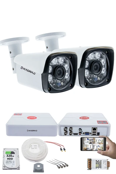 2 Kameralı Güvenlik Kamerası Seti - 5MP Sony SecuLens, 6 Atom LED,Gece Görüşlü, 1080P Full HD AHD, Metal Kasa ürün görseli 1