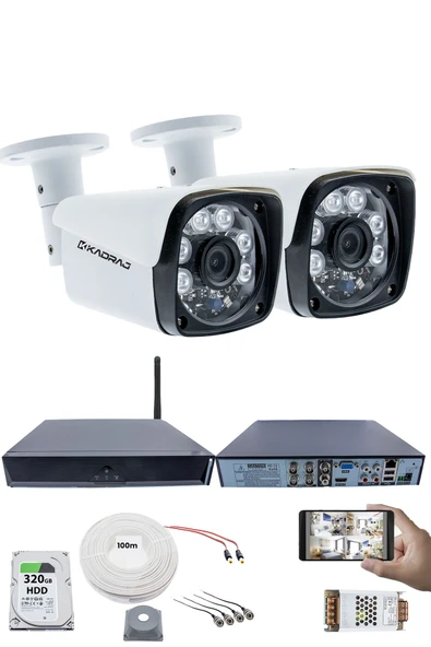 2 Kameralı Güvenlik Seti - 5MP Sony SecuLens, 6 Atom LED, Gece Görüşlü, 1080P Full HD AHD, 5MP DVR + WiFi Adaptörü, V1 ürün görseli 1