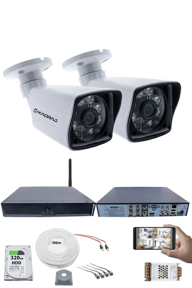 2 Kameralı Güvenlik Seti - 5MP Sony SecuLens, 1080P Full HD AHD, 6 Atom LED, Gece Görüşlü, 5MP DVR + WiFi Adaptörü, V1 ürün görseli 1