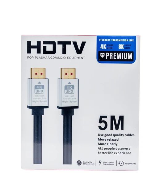 5m HDMI Kablosu | 4K@60Hz, 8K  Destekli | Altın Kaplama Konektör | Dayanıklı PVC Kaplama ürün görseli 1