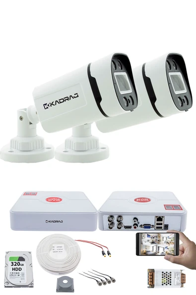 2 Kameralı Set - Gece Renkli 5MP Sony SecuLensli 1080p Full HD AHD, 4 Warm LED, Colorvu - Plastik Kasa ürün görseli 1