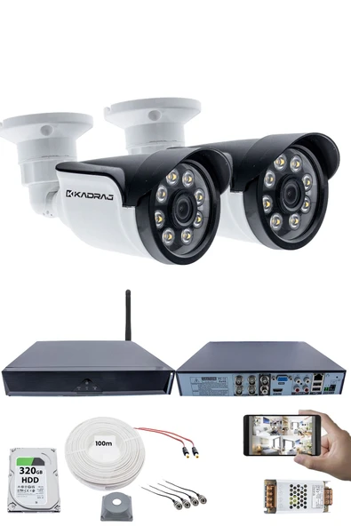 2 Kameralı Güvenlik Seti - 5MP Sony SecuLens, 1080p AHD, 8 Warm LED, Gece Renkli Görüş, Full HD, 5MP DVR + WiFi Adaptörü, V1 ürün görseli 1