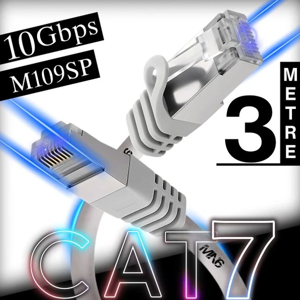 MN6 M109SP Cat7 Kablo 3 Metre/10 Gbps'e kadar-Örgülü ve folyo ekranlama/3 Metre Cat7 Ethernet Kablosu ürün görseli 1