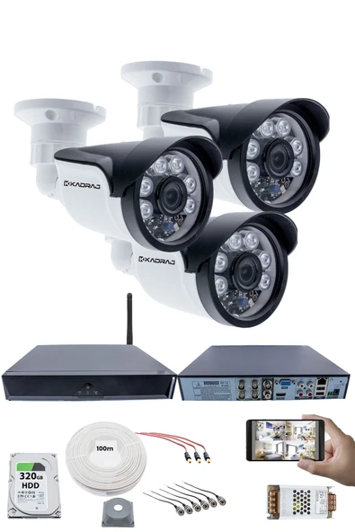 3 Kameralı Güvenlik Seti - 5MP Sony SecuLens, 1080p Full HD AHD, Gece Görüşlü, 6 Atom LED, IP66, 5MP DVR + WiFi Adaptörü, V1 ürün görseli 1