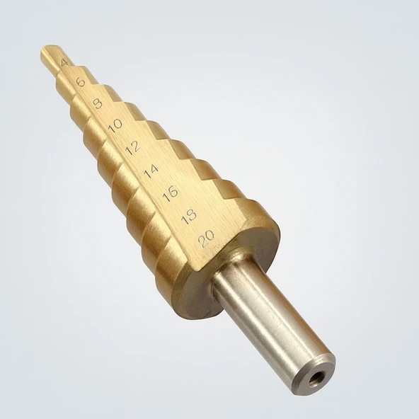 Kademeli Matkap Ucu 4 20 mm Titanyum Kaplama Metal Sac Delme Spiral Uç Seti Konik Basamaklı Çelik ürün görseli 1