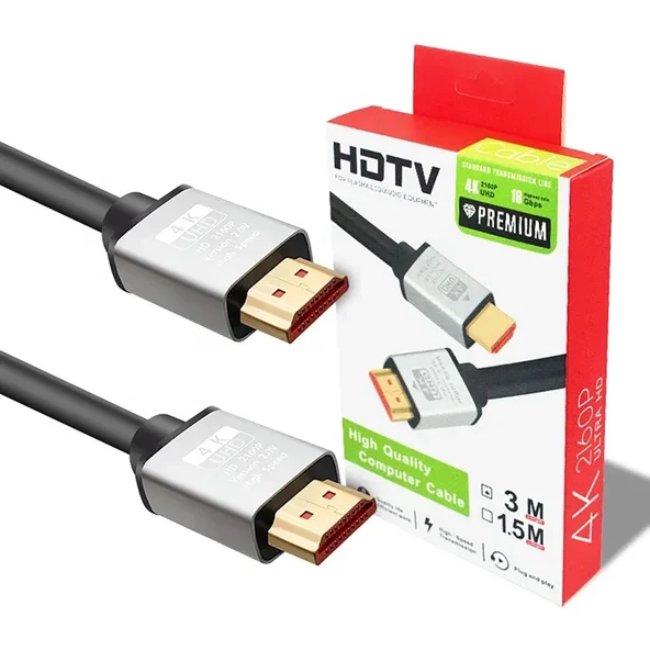 3m HDMI Kablosu | 4K@60Hz, 8K  Destekli | Altın Kaplama Konektör | Dayanıklı PVC Kaplama ürün görseli 1