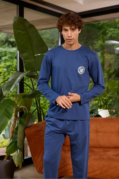 Kly 8052 Uzun Kol Sıfır Yaka Erkek Pijama Takım ürün görseli 1