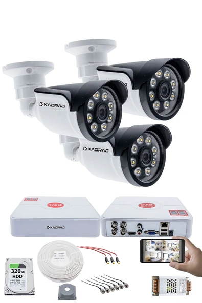 3 Kameralı Set - 5MP Sony SecuLensli, 1080p AHD, 8 Warm LED, Colorvu Gece Renkli Görüş, Full HD ürün görseli 1