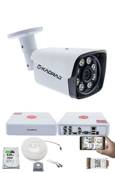 1 Kameralı Güvenlik Kamerası Seti - 5MP Sony SecuLensli 1080P Full HD AHD, Gece Renkli, 8 Ultra Warm LED, Colorvu Teknolojisi, Metal Aluminyum Kasa ürün görseli 1