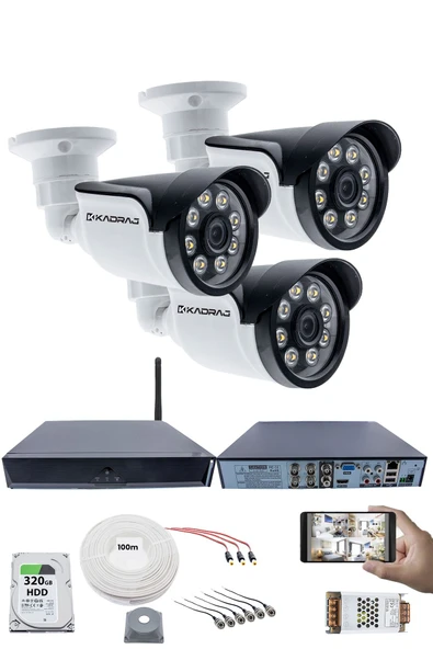 3 Kameralı Güvenlik Seti - 5MP Sony SecuLens, 1080p AHD, 8 Warm LED, Gece Renkli Görüş, Full HD, 5MP DVR + WiFi Adaptörü, V1 ürün görseli 1