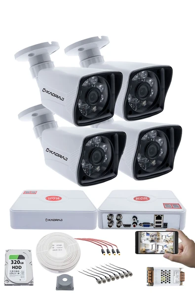 4 Kameralı Set  5MP Sony SecuLensli 1080P Full HD AHD Güvenlik Kamerası Seti - Gece Görüş, 6 Atom LED, Su Geçirmez, Kolay Montaj ürün görseli 1