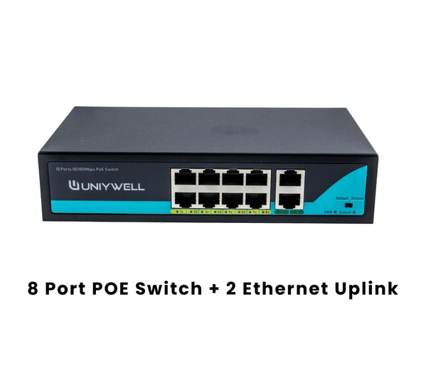 8 Port 10/100Mbps PoE Switch & 1000 Mbps Uplink UNIYWELL ürün görseli 1