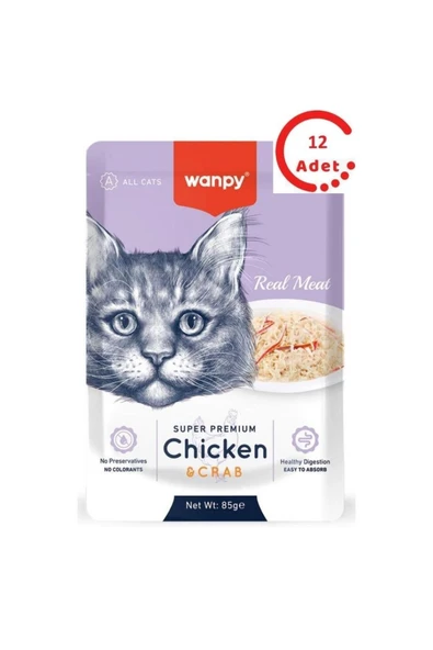 Wanpy Pouch Tavuklu Yengeçli Kedi Konservesi 85gr x 12 ADET ürün görseli 1