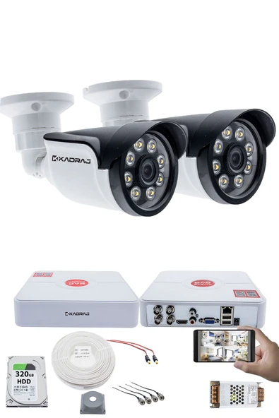 2 Kameralı Set - 5MP Sony SecuLensli 1080p AHD, 8 Warm LED, Colorvu Gece Renkli Görüş, Full HD ürün görseli 1