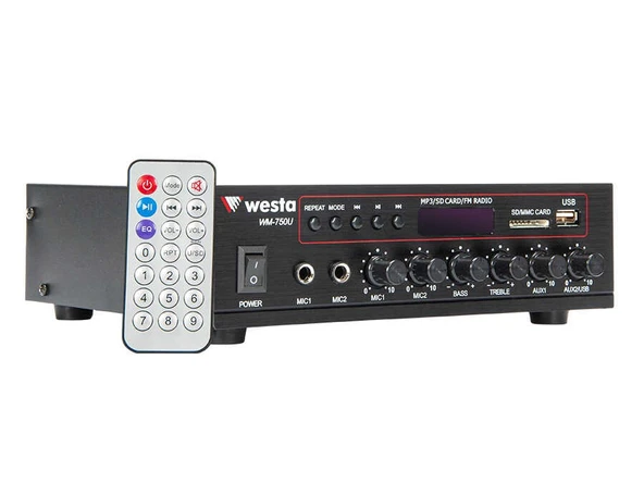 Westa WM-750U Profesyonel Amfi 80W/100V - MP3, USB, Bluetooth, Mikro SD Destekli, Çok Yönlü Ses Çözümleri ürün görseli 1