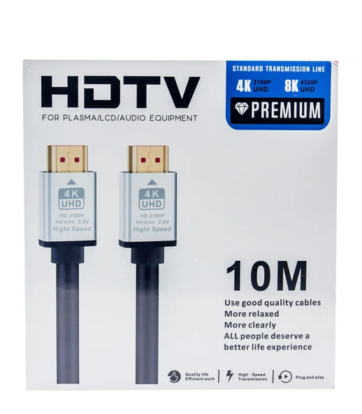 10m HDMI Kablosu | 4K@60Hz, 8K, 4K@120Hz Destekli | Altın Kaplama Konektör | Dayanıklı PVC Kaplama ürün görseli 1