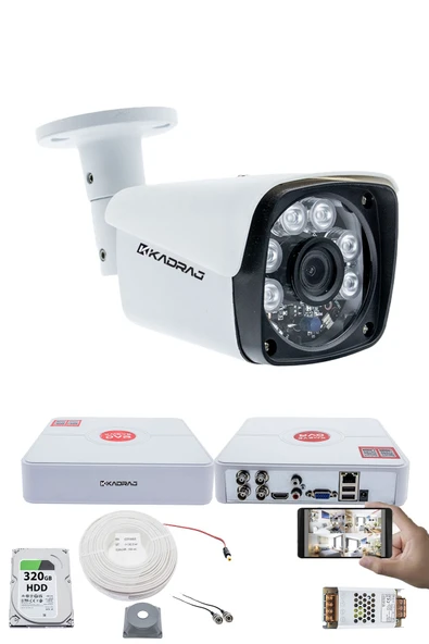 1 Kameralı Güvenlik Kamerası Seti - 5MP Sony SecuLens, 6 Atom LED, 1080P Full HD AHD, Gece Görüşlü, Metal Kasa ürün görseli 1