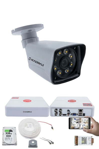 1 Kameralı Set - 5MP Sony SecuLensli 1080p Full HD AHD,8 Ultra Warm, Gece Renkli, LED Güvenlik Kamerası, Plastik Kasa ürün görseli 1