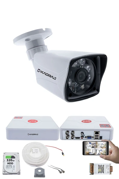 1 Kameralı Set - 5MP Sony SecuLensli 1080P Full HD AHD, 6 Atom LED, Gece Görüşlü, Güvenlik Kamerası, Plastik Kasa ürün görseli 1