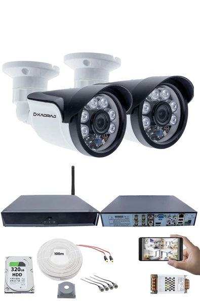 2 Kameralı Güvenlik Seti - 5MP Sony SecuLens, 1080P Full HD AHD, 6 Atom LED, Gece Görüşlü, IP66, 5MP DVR + WiFi Adaptörü, V1 ürün görseli 1