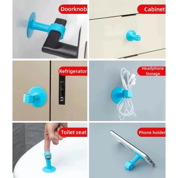 Renkli Vantuzlu Geçmeli Kapı Kolu Stoper 4lü Set - Resim 4