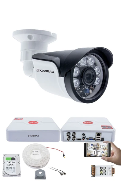 1 Kameralı Set - 5MP Sony SecuLensli 1080p Full HD AHD, 6 Atom LED, Gece Görüşlü, IP66 Plastik Kasa ürün görseli 1