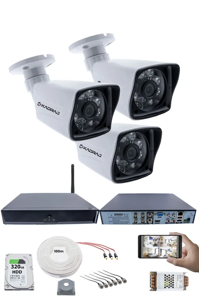 3 Kameralı Güvenlik Seti - 5MP Sony SecuLens, 1080P Full HD AHD, 6 Atom LED, Gece Görüşü, Su Geçirmez, 5MP DVR + WiFi Adaptörü, V1 ürün görseli 1