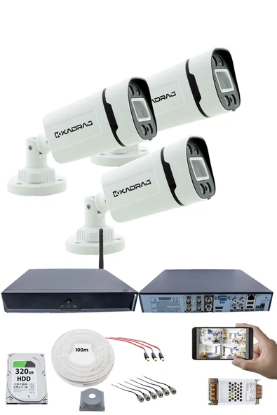 3 Kameralı Güvenlik Seti - Gece Renkli, 5MP Sony SecuLens, 1080p Full HD AHD, 4 Warm LED, 5MP DVR + WiFi Adaptörü, V1" ürün görseli 1