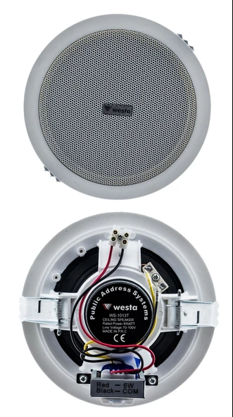 WESTA WS-1013T Tavan Hoparlörü - 6W, 5.25 inç, 70-100V, 91dB Hassasiyet, Şık Beyaz Tasarım, Kolay Montaj ürün görseli 1
