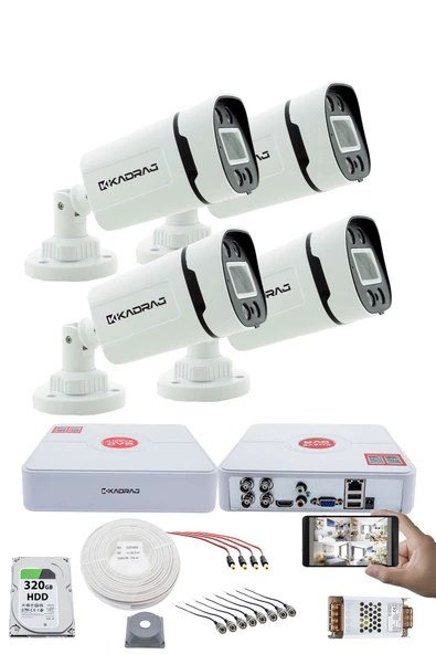 4 Kameralı Set Kadraj - Gece Renkli 5MP Sony Seculensli 1080p Full HD AHD Güvenlik Kamerası - 4X Ultra Warm LED Colorvu - Plastik Kasa ürün görseli 1