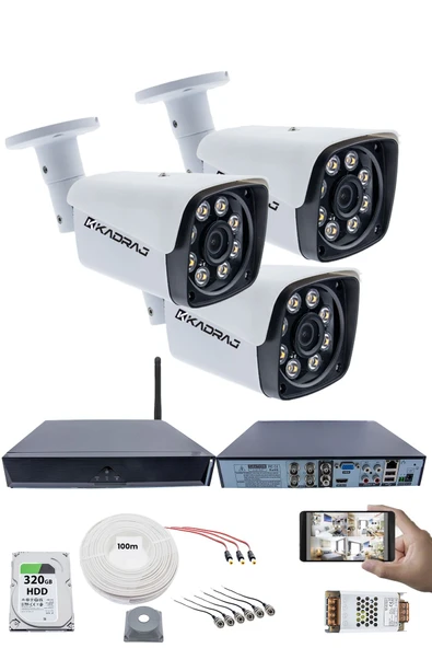 3 Kameralı Güvenlik Seti - 5MP Sony SecuLens, 1080p Full HD AHD, Gece Renkli, 8 Ultra Warm LED, 5MP DVR + WiFi Adaptörü, V1 ürün görseli 1