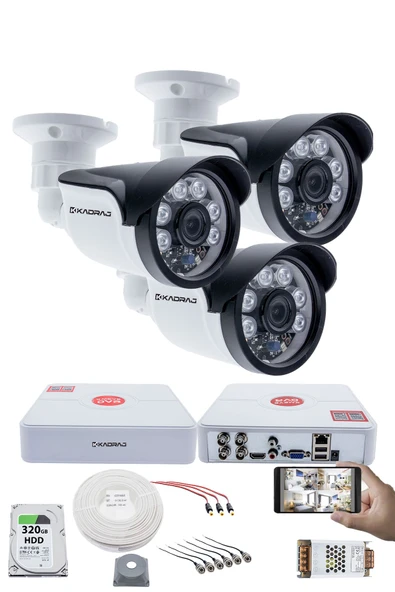 3 Kameralı  Set - 5MP Sony SecuLens, 1080p Full HD AHD, Gece Görüşlü, 6 Atom LED, IP66 Plastik Kasa ürün görseli 1