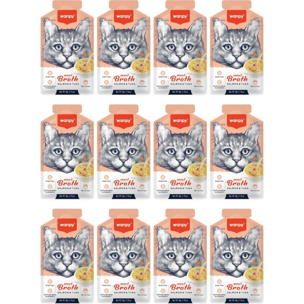 Somonlu ve Ton Balıklı Tahılsız Kedi Çorbası 50GR - 12 Adet ürün görseli 1