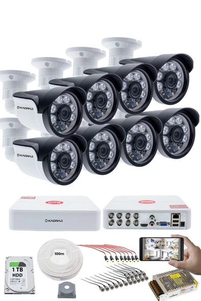 8'li Kamera Seti - 5MP Sony SecuLensli 1080P, 6 Atom LED, Full HD AHD Güvenlik Kamerası Seti, Gece Görüşlü, IP66 ,V1 ürün görseli 1