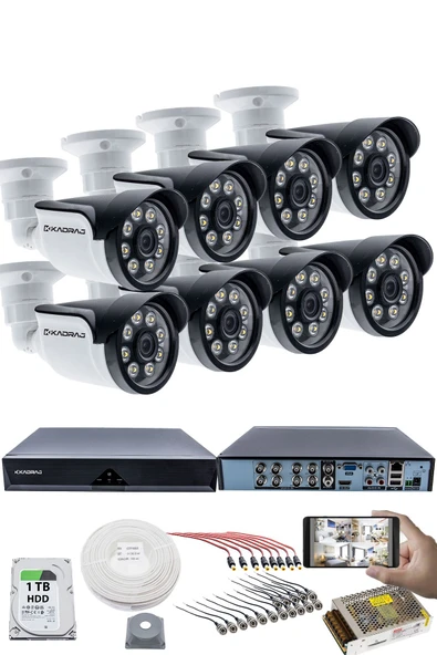 8 KAMERALI GÜVENLİK KAMERASI SETİ - 5MP Sony SecuLensli 1080P AHD, 8 Warm LED, Colorvu Gece Renkli Görüş, 1TB Disk ürün görseli 1